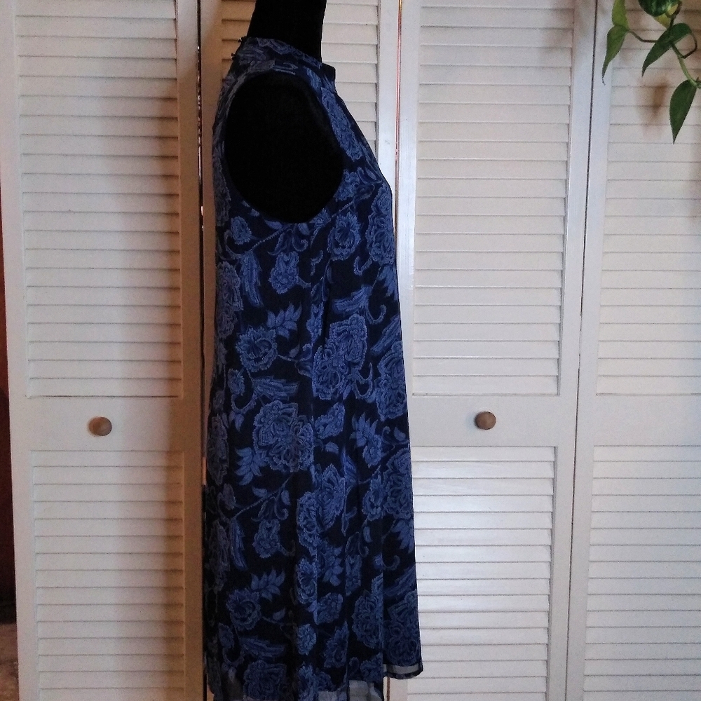 Tommy Hilfiger Navy Blue Floral Sleeveless Shift Dress Size 4 - Picture 7 of 10